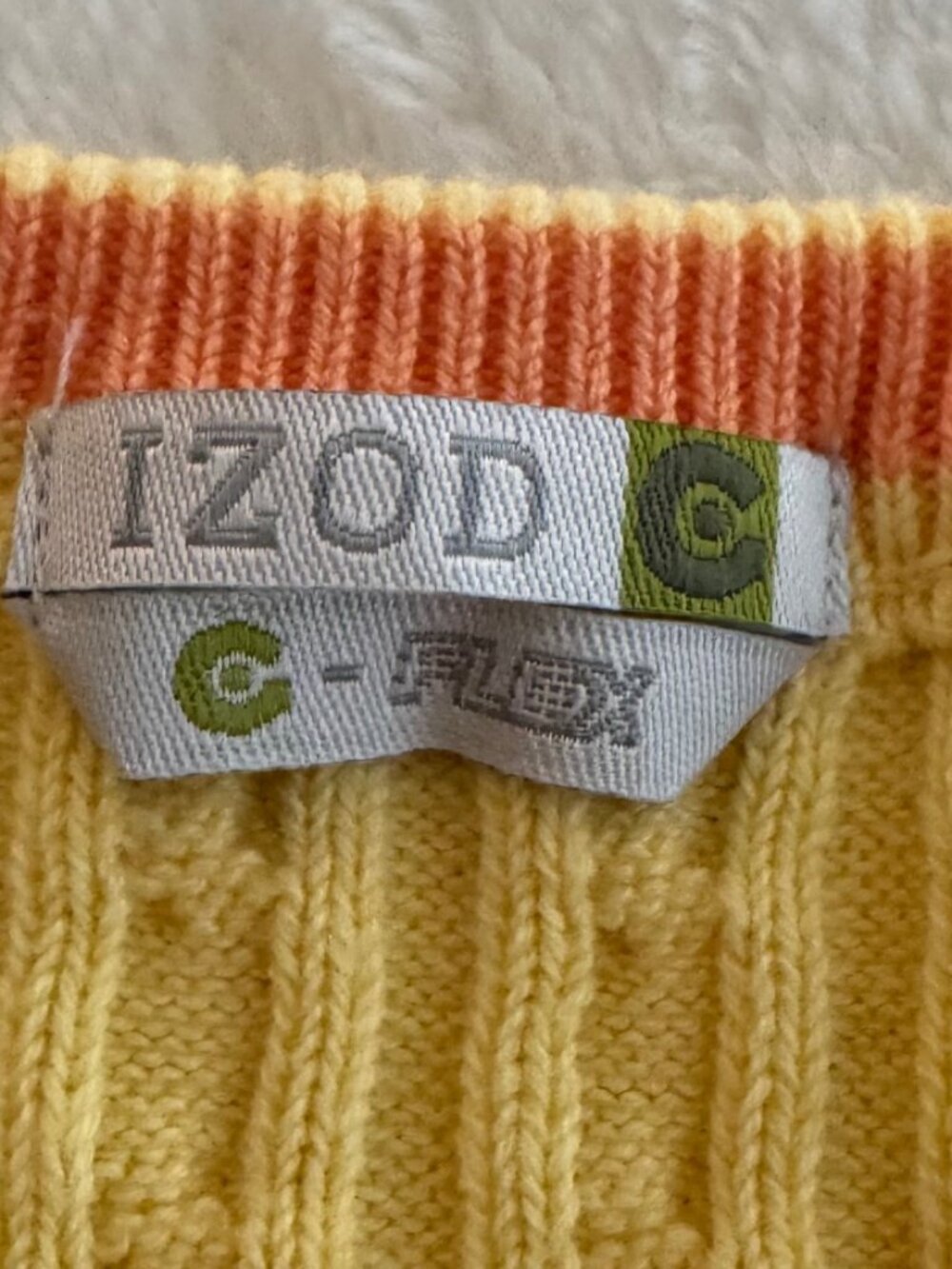 Izod Flex Yellow Knit Cable Crewneck Pullover Sweater Size XL - Picture 9 of 11